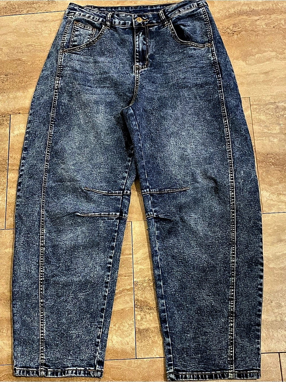Barrel Leg Boho Baggy Acid Wash Jeans Women’s